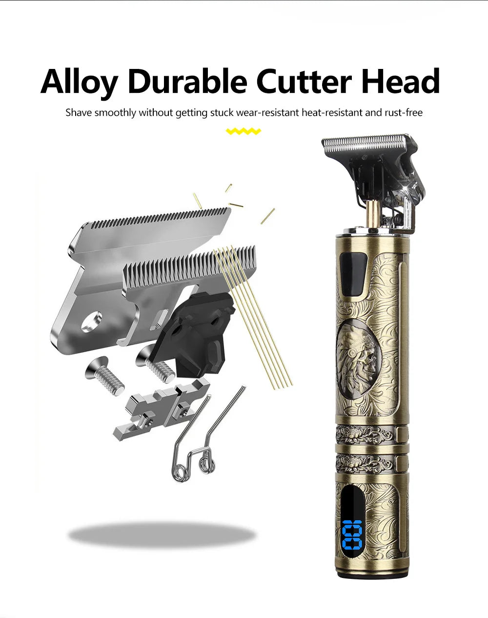 T9 LCD Electric Hairdresser Oil Shaving Head Trimmer