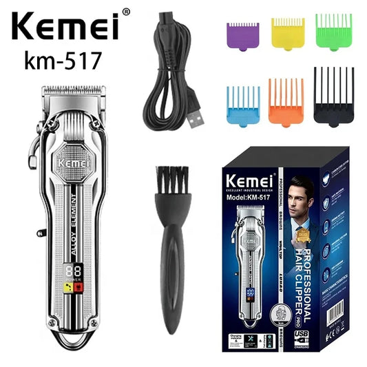 KM-517 USB Digital Display Hair Trimmer Professional Clipper