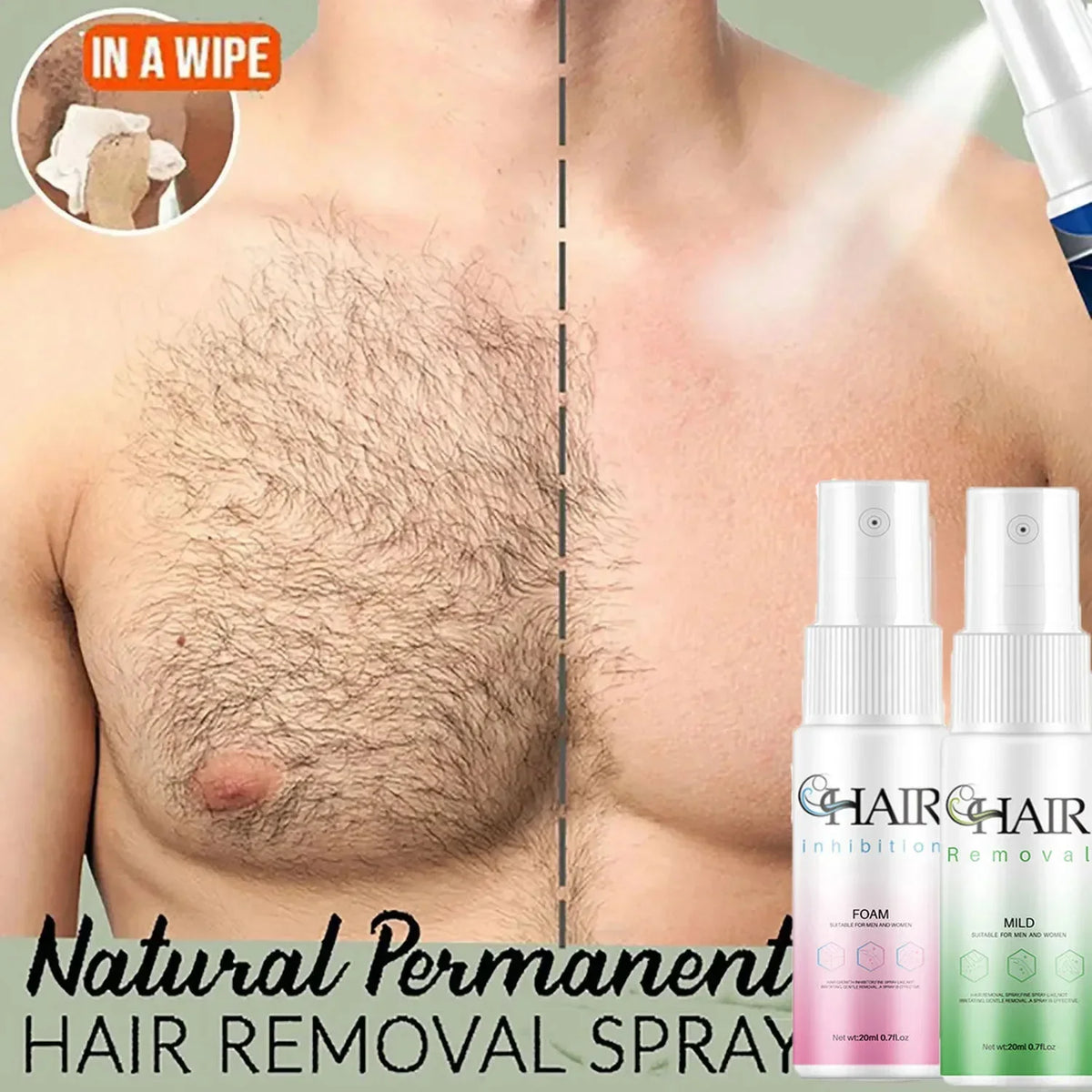 2 Minutes Fast Hair Removal Spray Painless Hair Growth