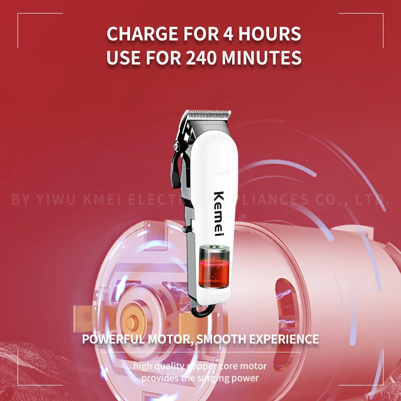 Kemei professional hair clipper adjustable hair trimmer