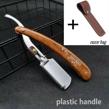 Stainless Steel Folding Shave Knife Handle Beard Straight Razor