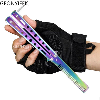 Foldable Comb Stainless Steel Practice Training Butterfly Comb