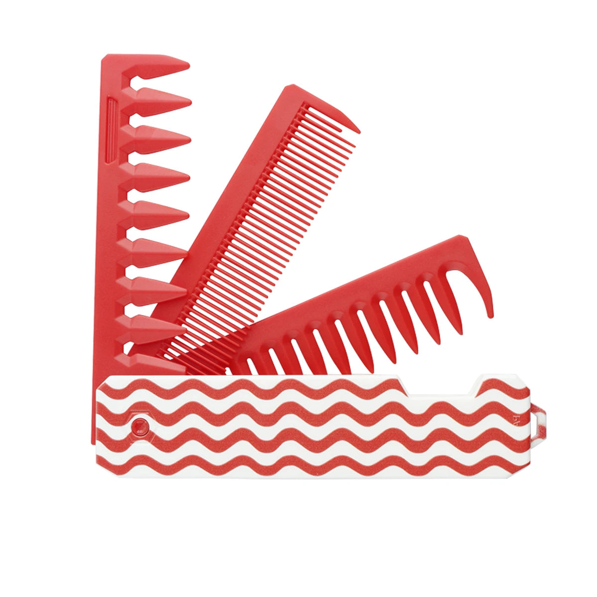 3 in 1 Pocket Folding Combs Plastic Wide Tooth Head Comb