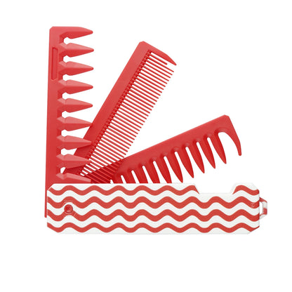 3 in 1 Pocket Folding Combs Plastic Wide Tooth Head Comb