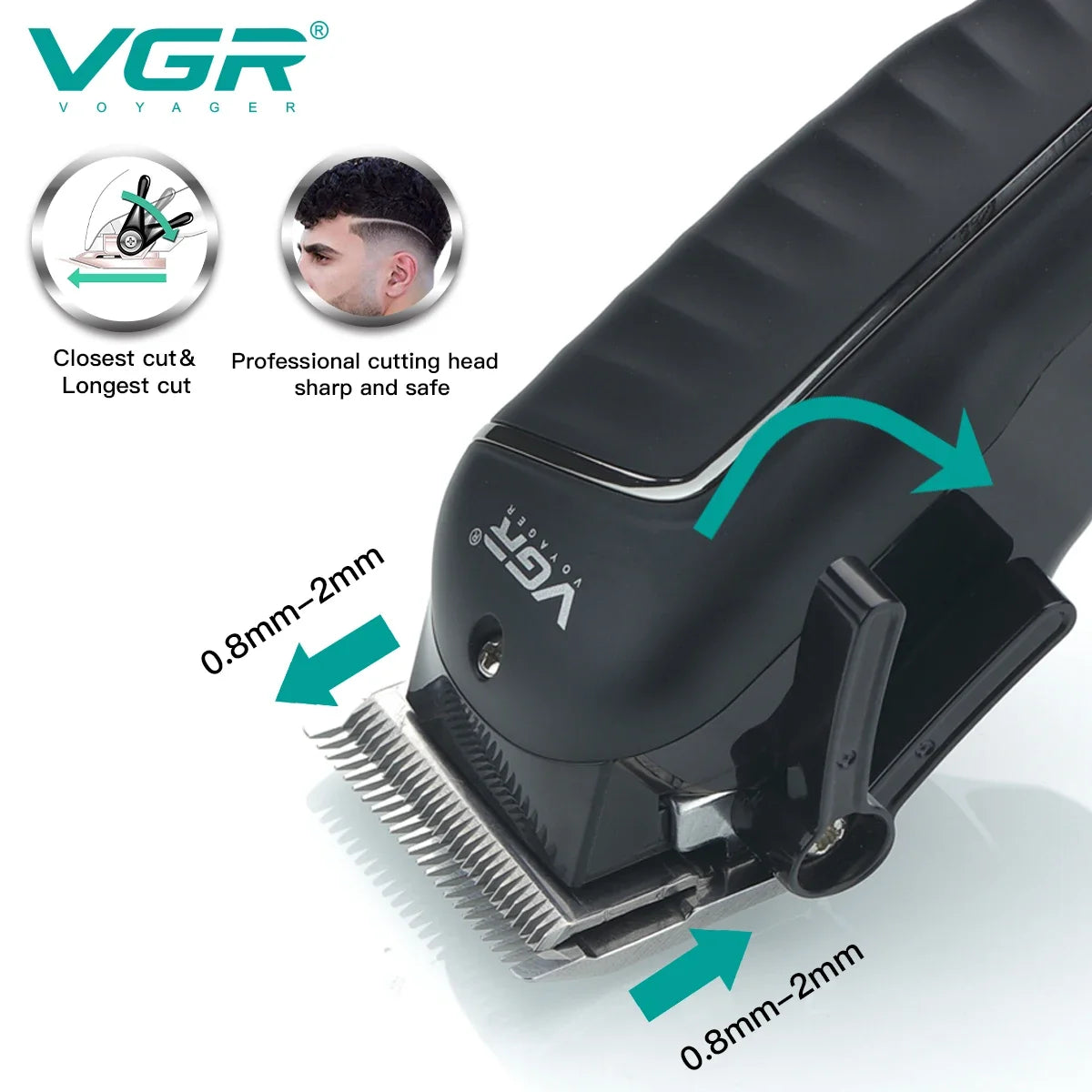 VGR Rechargeable Hair Clipper Barber Beard Hair Cutting Hair Trimmer