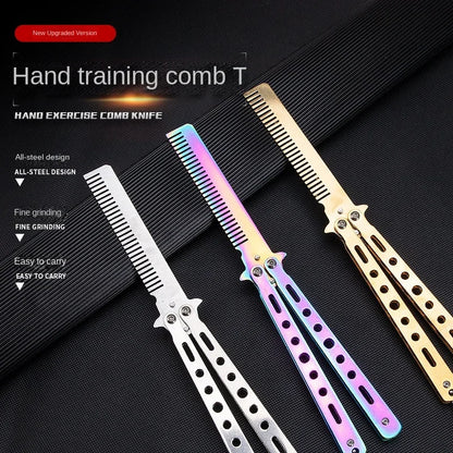 Foldable Comb Stainless Steel Butterfly Knife Comb