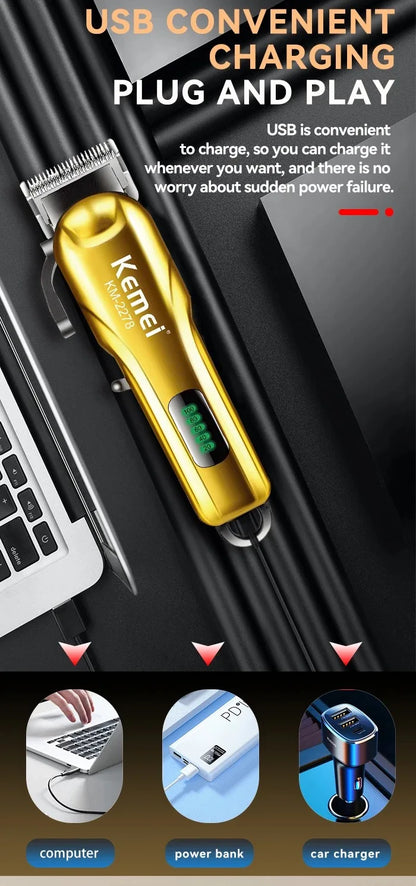 Kemei Cordless Hair Clippers Men Professional Hair Trimmer