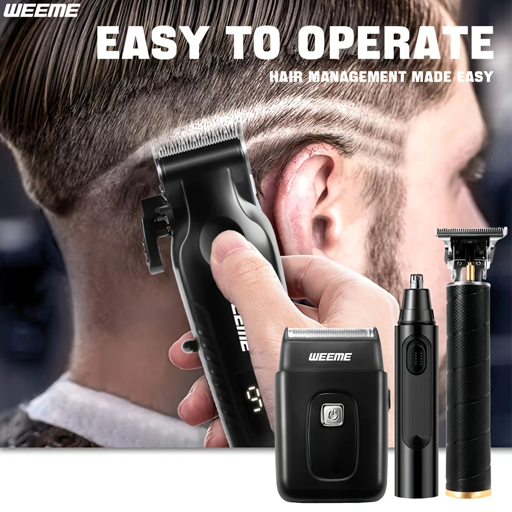4 in 1 Men Grooming Kit LCD Display USB Rechargeable Hair Clipper