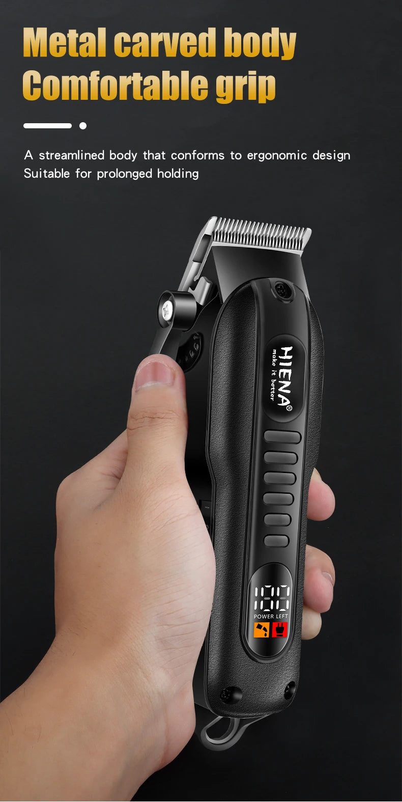 HIENA Hair Clippers 1200mah Powerful Battery Electric hair Trimmer