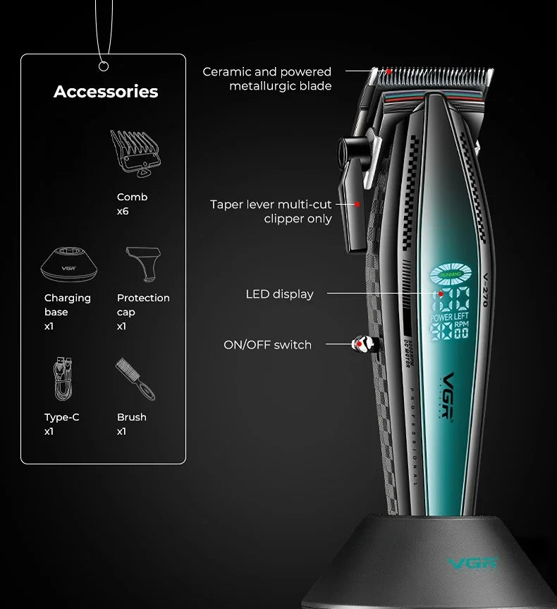 VGR Hair Trimmer Electric Cordless Hair Clipper Professional V-270