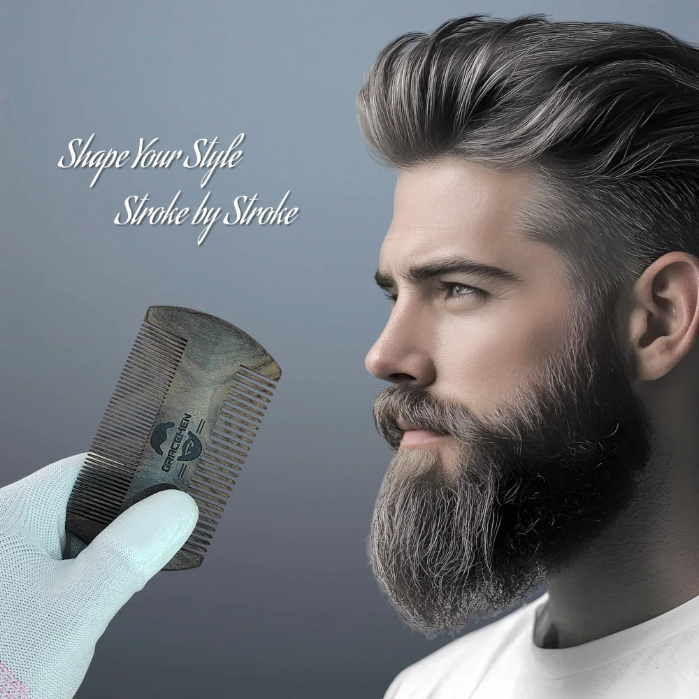 Beard Kit - Retro Beard Brush & Dark Wooden Comb