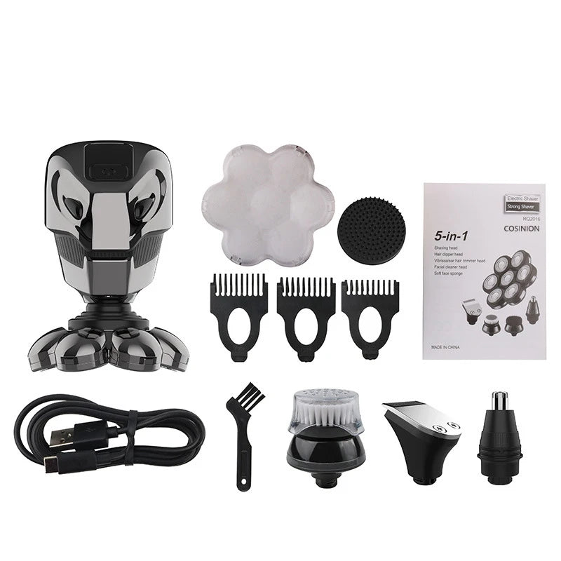 5 IN 1 4D Men's Rechargeable Bald Head Electric Shaver