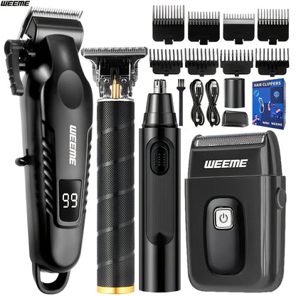 4 in 1 Men Grooming Kit LCD Display USB Rechargeable Hair Clipper