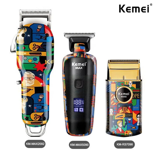 Kemei Rechargeable Graffiti Pattern Electric Hair Clipper