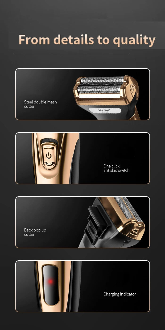 Kemei KM-1429 Rechargeable 3 in 1 Beauty Kit Electric Shaver Kit