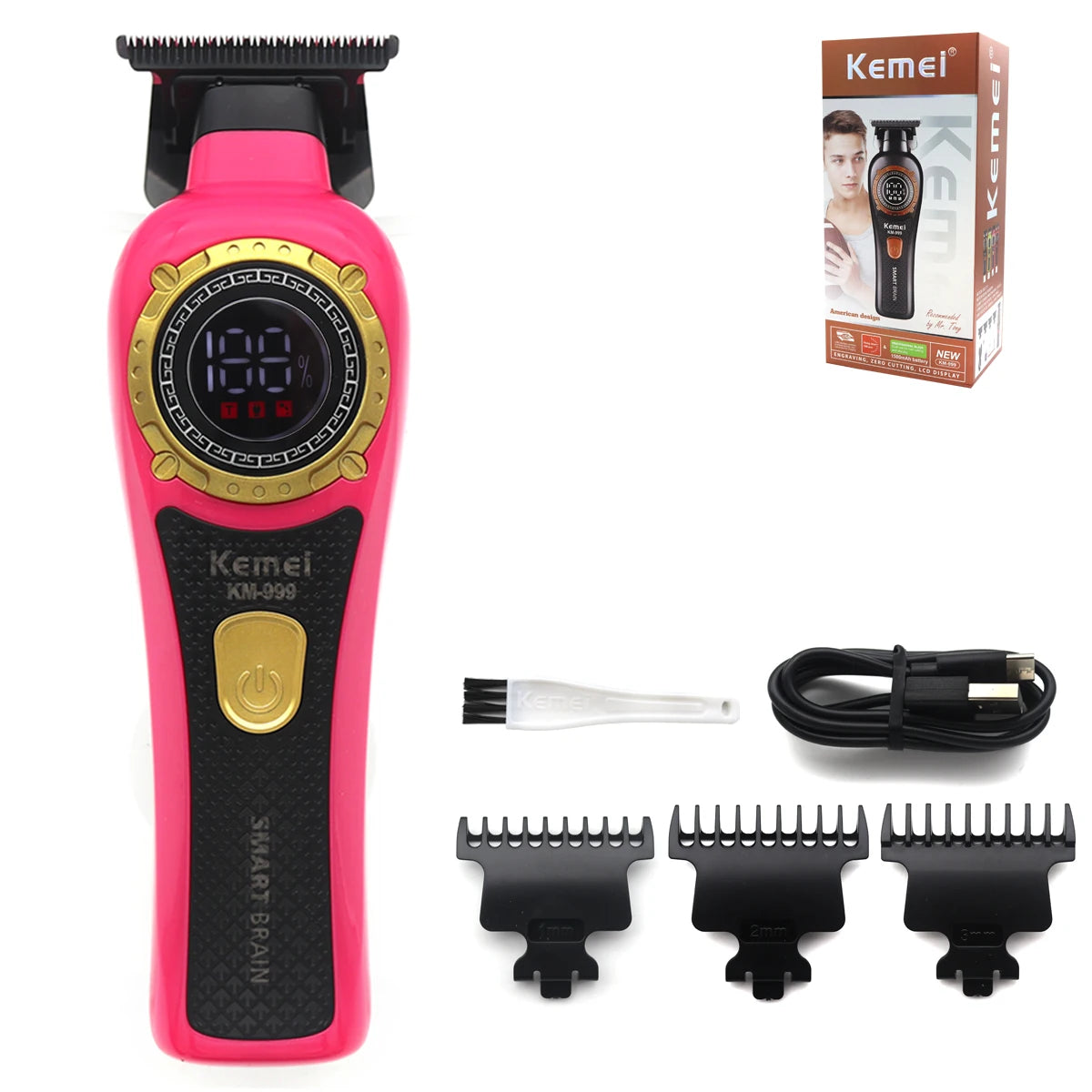 Kemei KM-999 Hair Trimmer for Men DLC T-Blade Zero Gapped