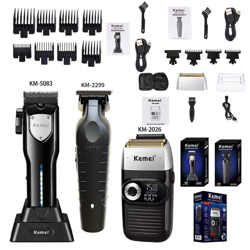 Kemei KM-2299 KM-2026 KM-5083 Professional Hair Clipper Kit