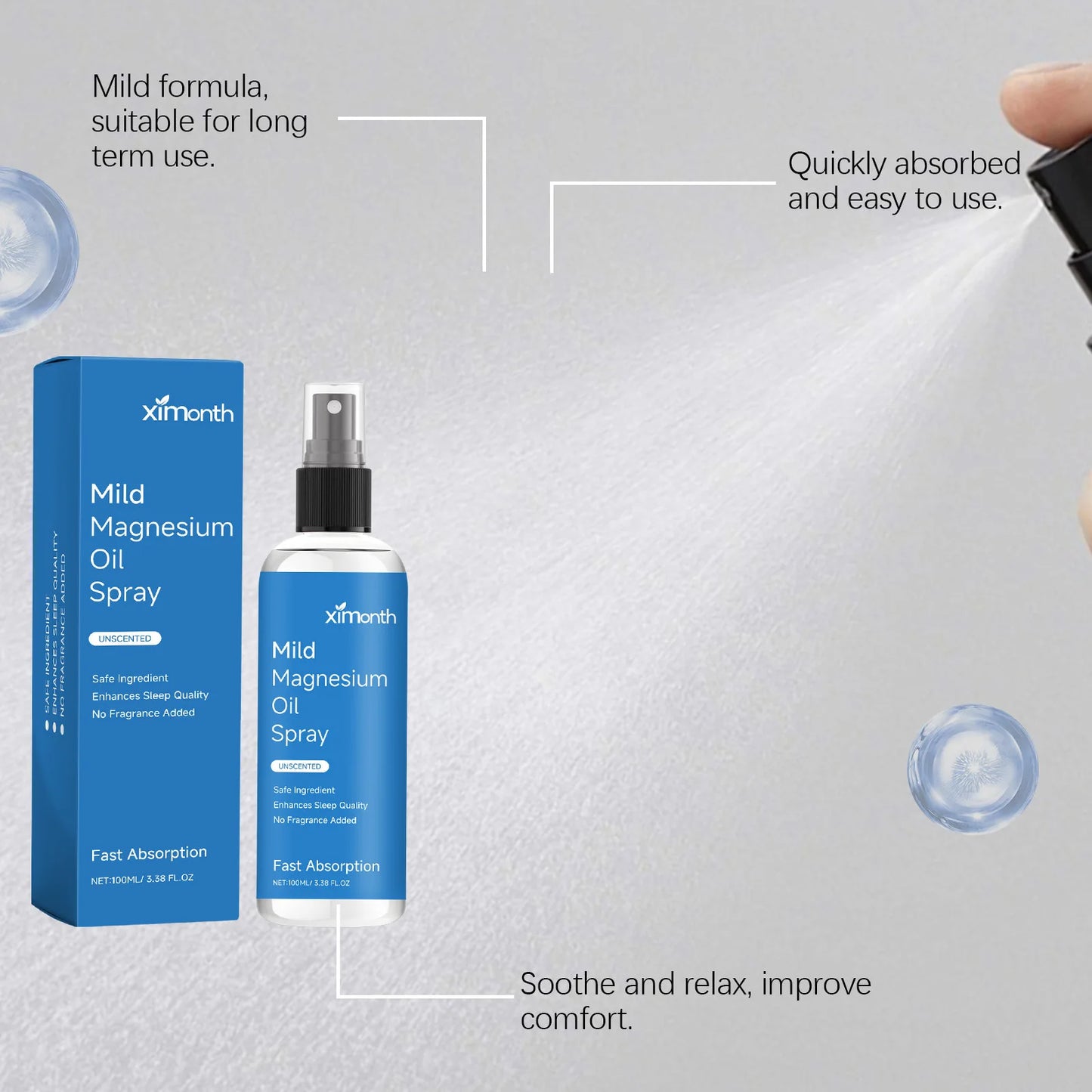 Organic Magnesium Oil Spray Promote Calm Better Sleep