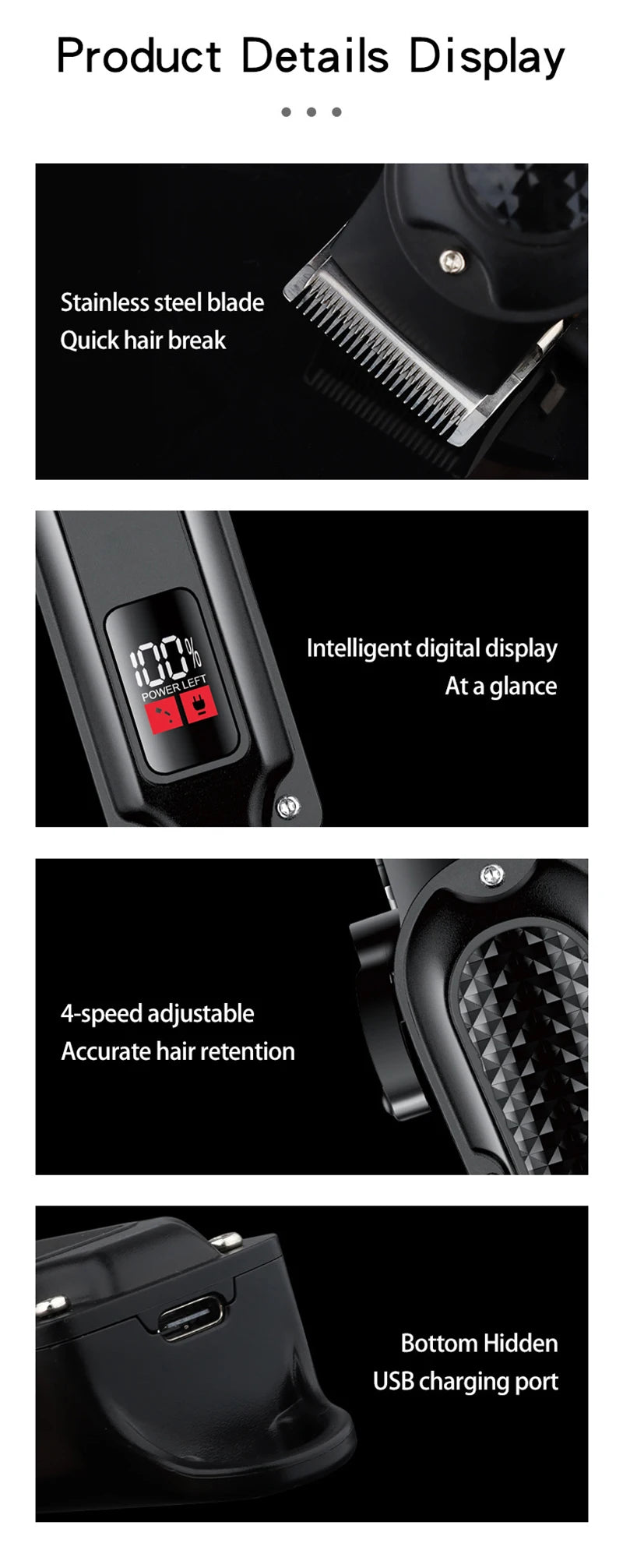 Professional Hair Clipper Cosinion - Rechargeable Hair Trimmer 160min Runtime