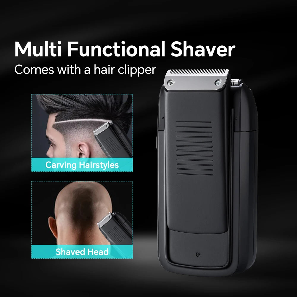 USB men's electric portable shaver with built-in back blade