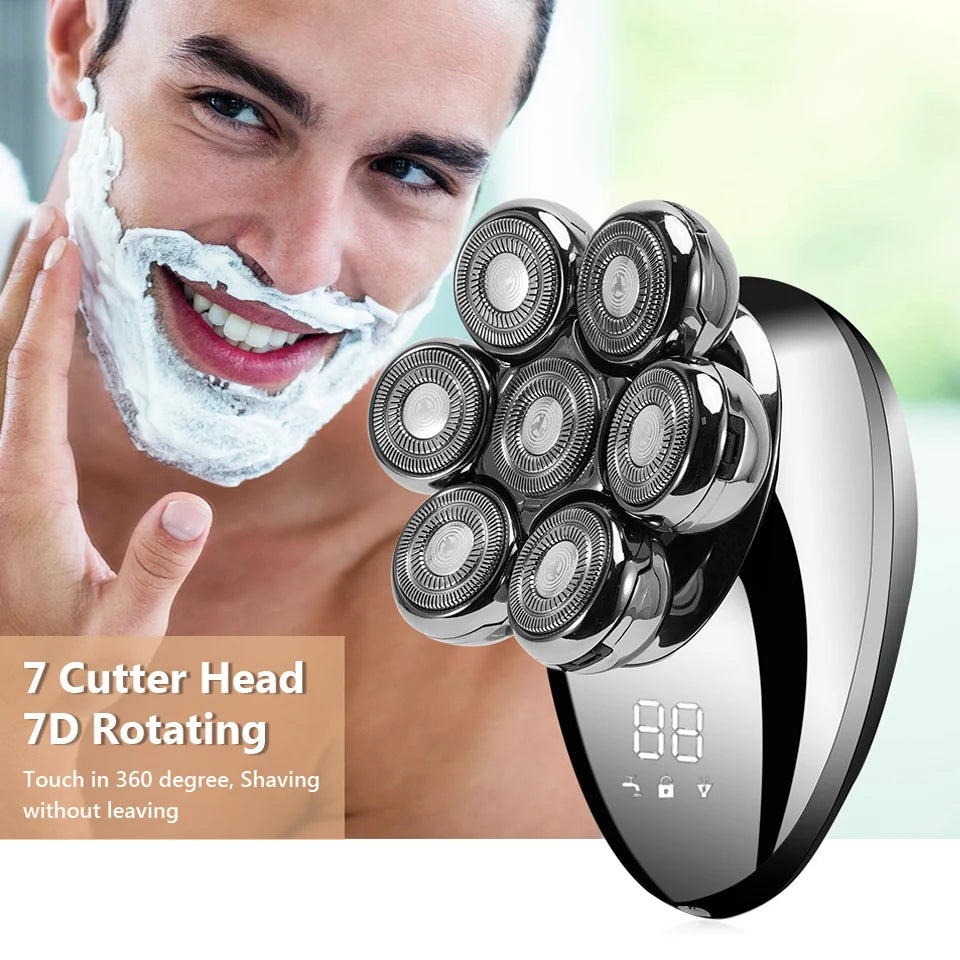 Men 7D Floating Men Electric Shaver Wet Dry Beard Hair Trimmer