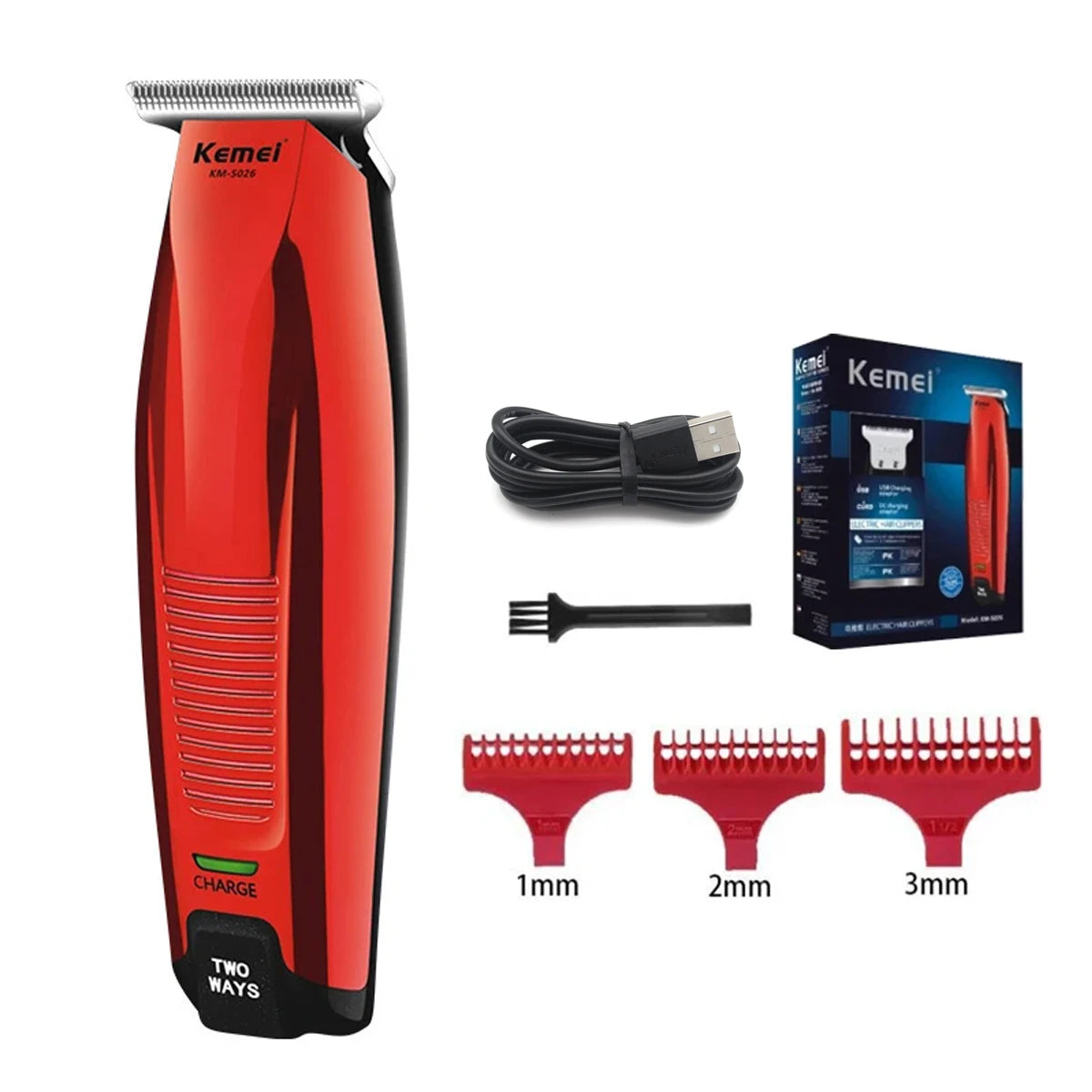 Kemei KM-5026  Men's Hair Trimmer Zero Gapped USB Interface