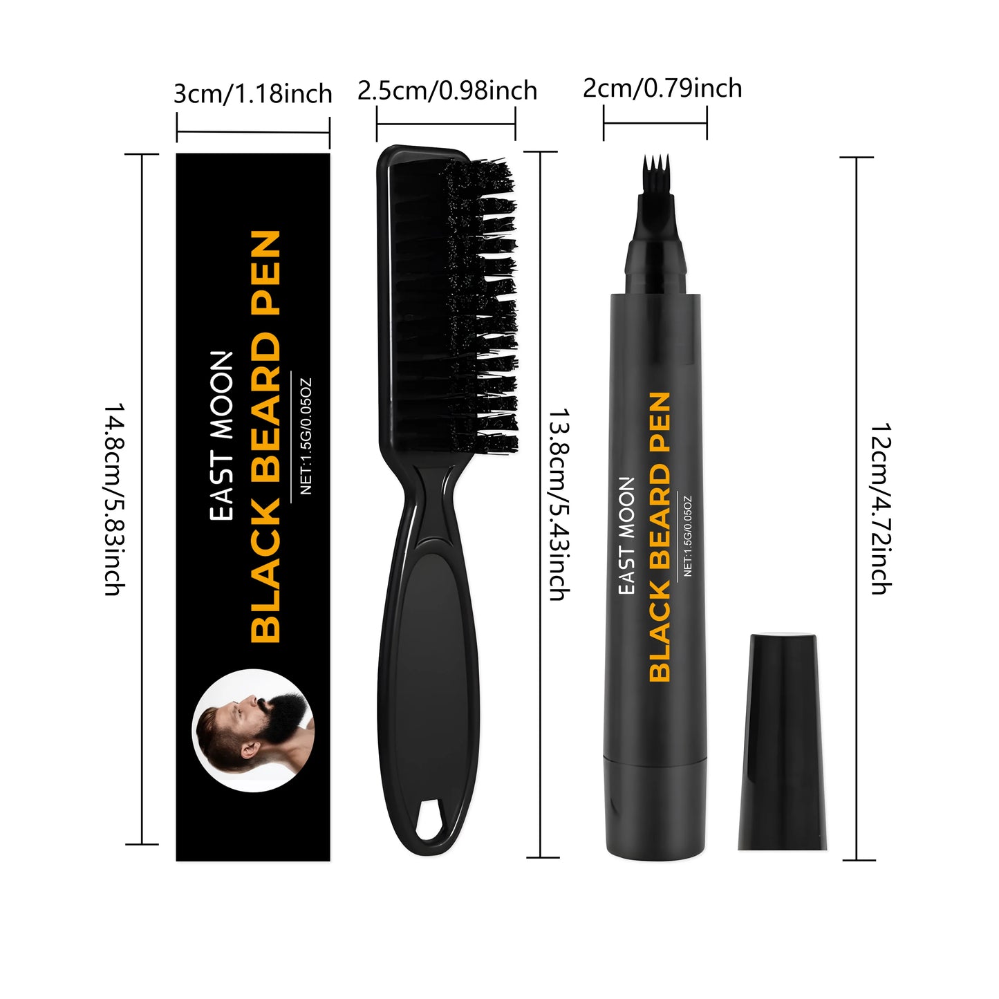 Instant Beard Filler Pen With Brush Comb Disposable Moustache