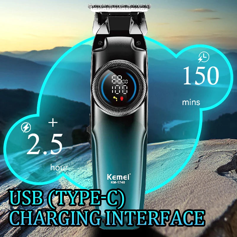 Kemei 1740 Barber Fade Hair Clippers Professional Cordless Trimmer