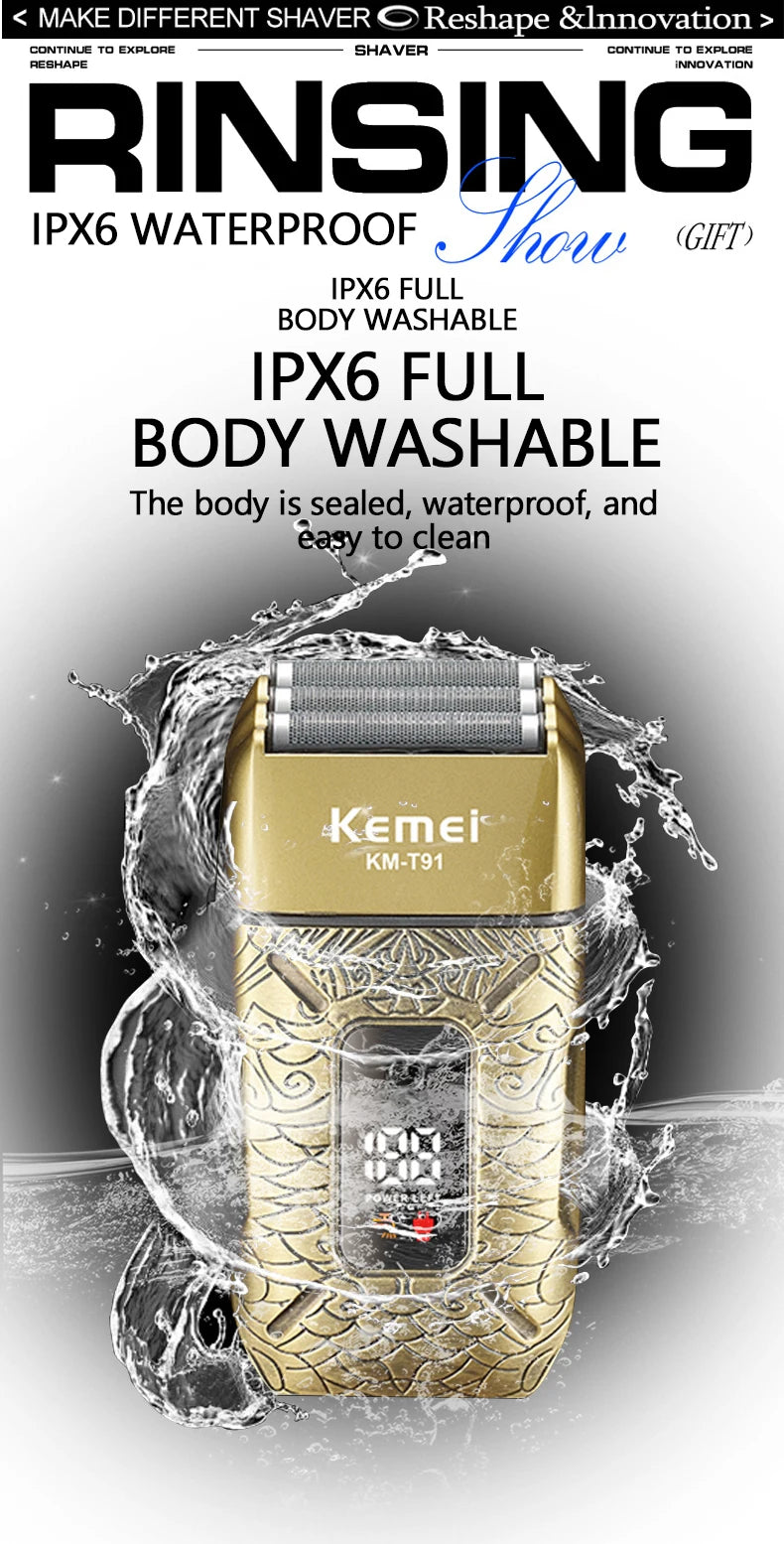 Kemei Electric Triple Blades Razor Rechargeable Barber KM-T91