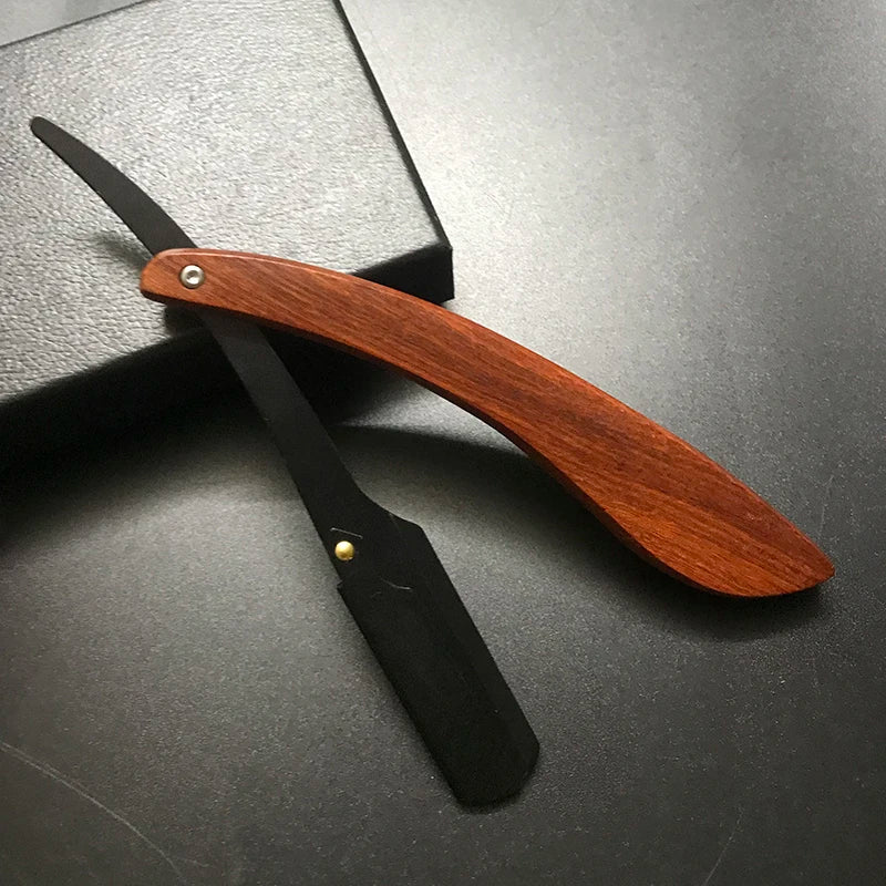 Stainless Steel Folding Shave Knife Handle Beard Straight Razor