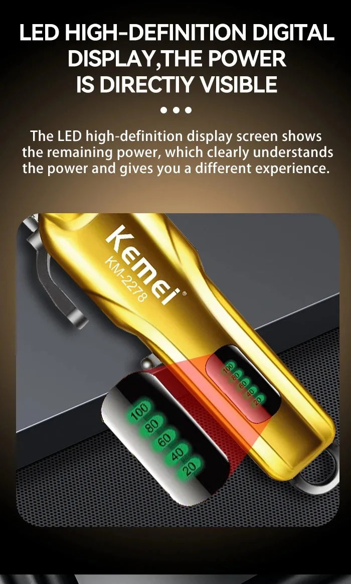 Kemei Cordless Hair Clippers Men Professional Hair Trimmer