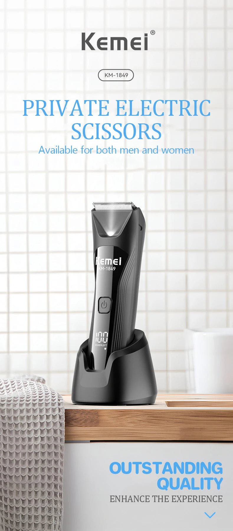 KEMEI fast charging digital washable personal trimmer KM-1849