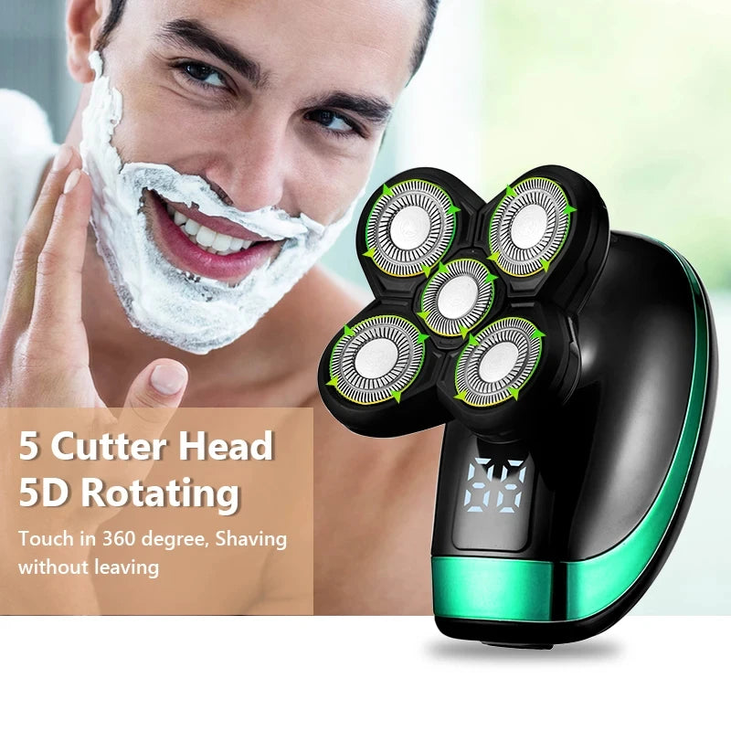 5 In 1 4D Men's Rechargeable Bald Head Electric Shaver
