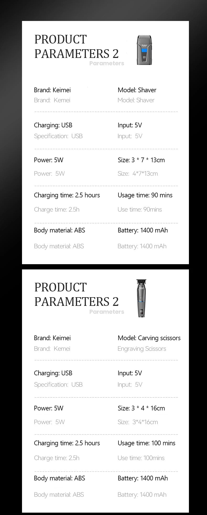 KEMEI Hair Salon Professional Hair Clipper and Shaving Set