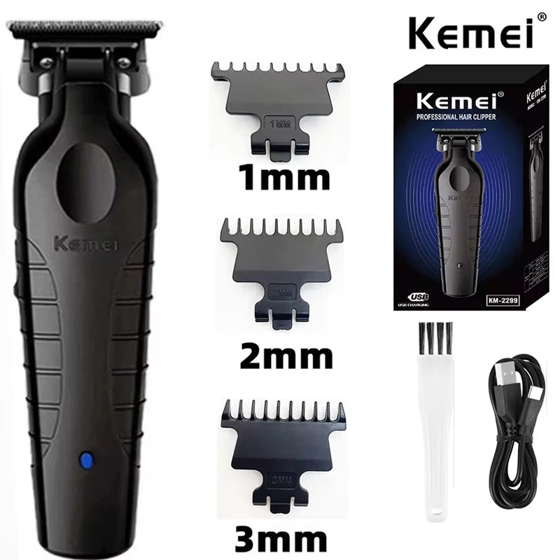 Kemei 2299 Barber Cordless Hair Trimmer 0mm Zero Gapped Carving Clipper