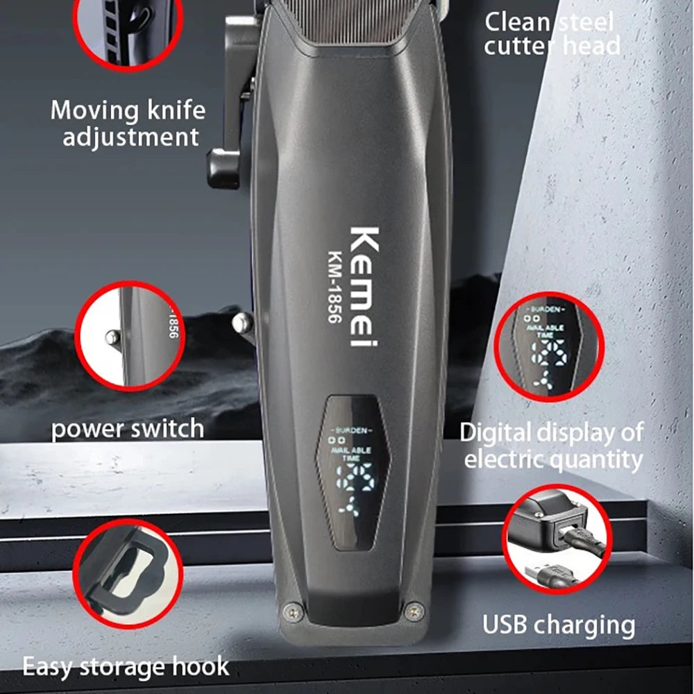 Kemei Professional Barber Hair Clippers USB Rechargeable