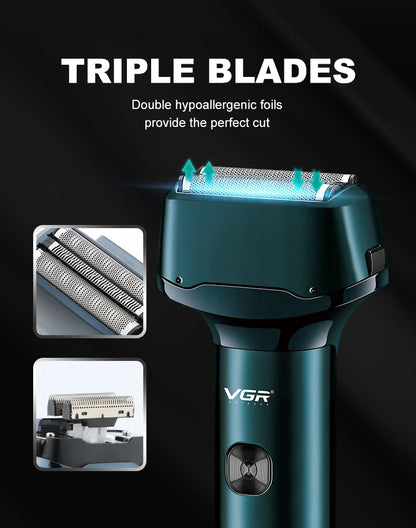 VGR 3 Blades Professional Electric Shaver For Men V-371