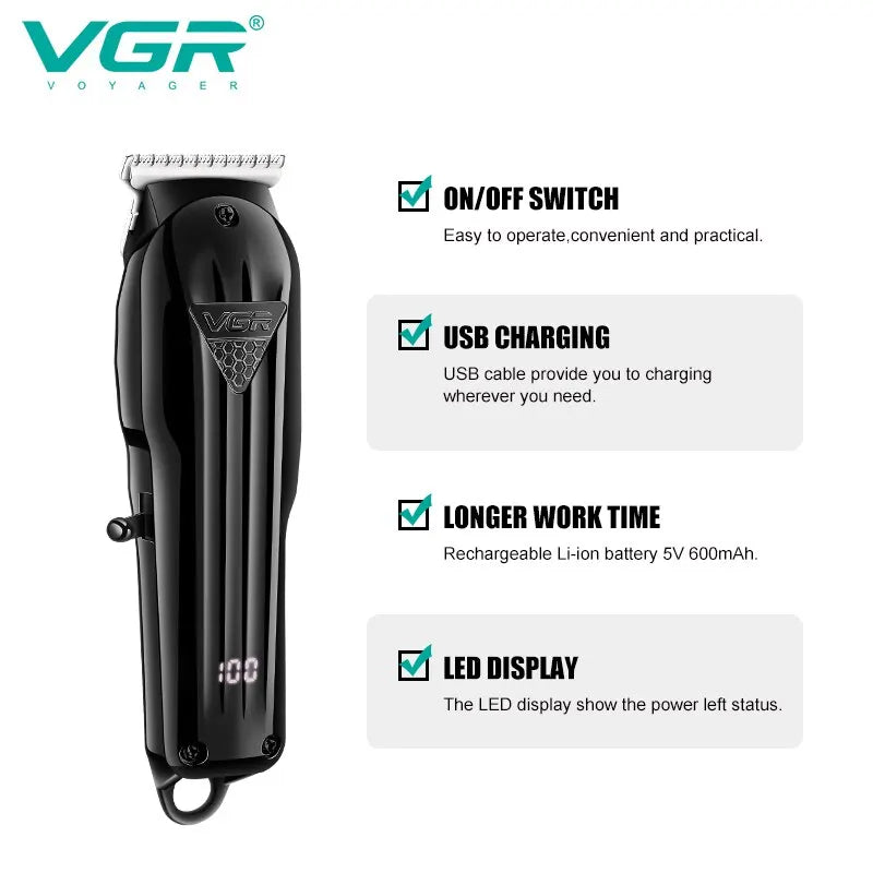 VGR Hair Trimmer Professional Hair Clipper Electric T-Blade Hair Cutting V-982