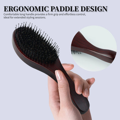 Boar Bristle Oval Shape Hair Brush Antistatic Oil Head Wave Brush