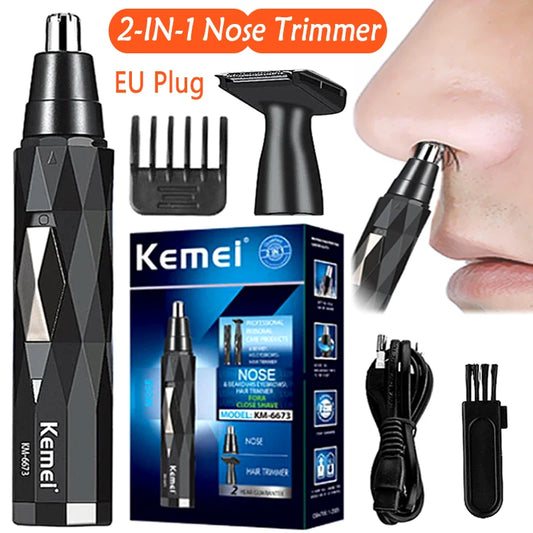 Kemei 2In1 Rechargeable Nose Hair Trimmer Hair Removal Machine
