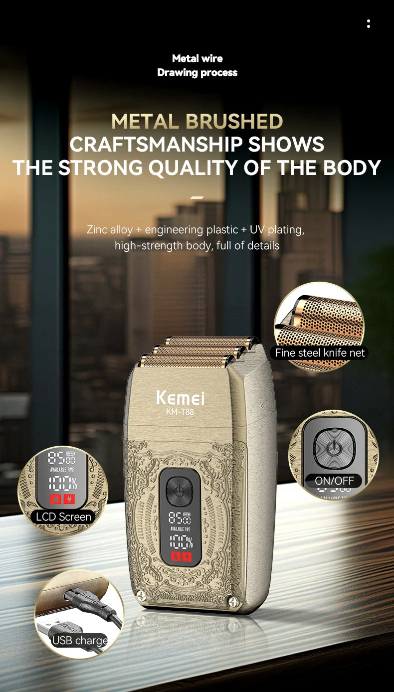 Kemei High Power Professional Men's Retro Metal Shaver