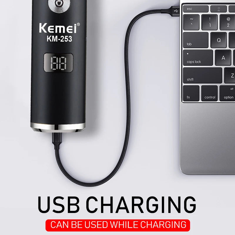 Kemei KM-253 Professional Hair Clipper USB Charging Hair Cutting