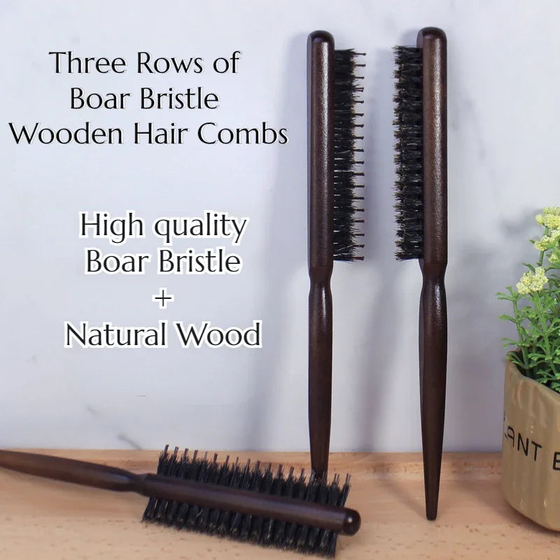 Three Rows of Boar Bristle Hair Combs for Bride's Studio Model