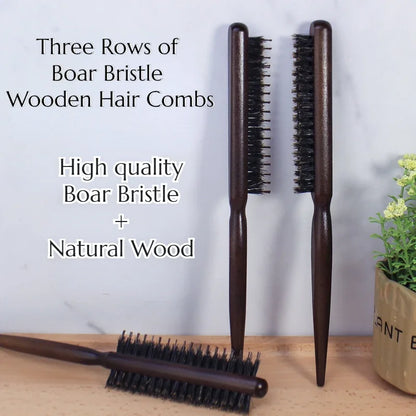 Three Rows of Boar Bristle Hair Combs for Bride's Studio Model