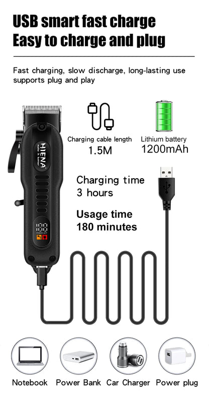 HIENA Hair Clippers 1200mah Powerful Battery Electric hair Trimmer