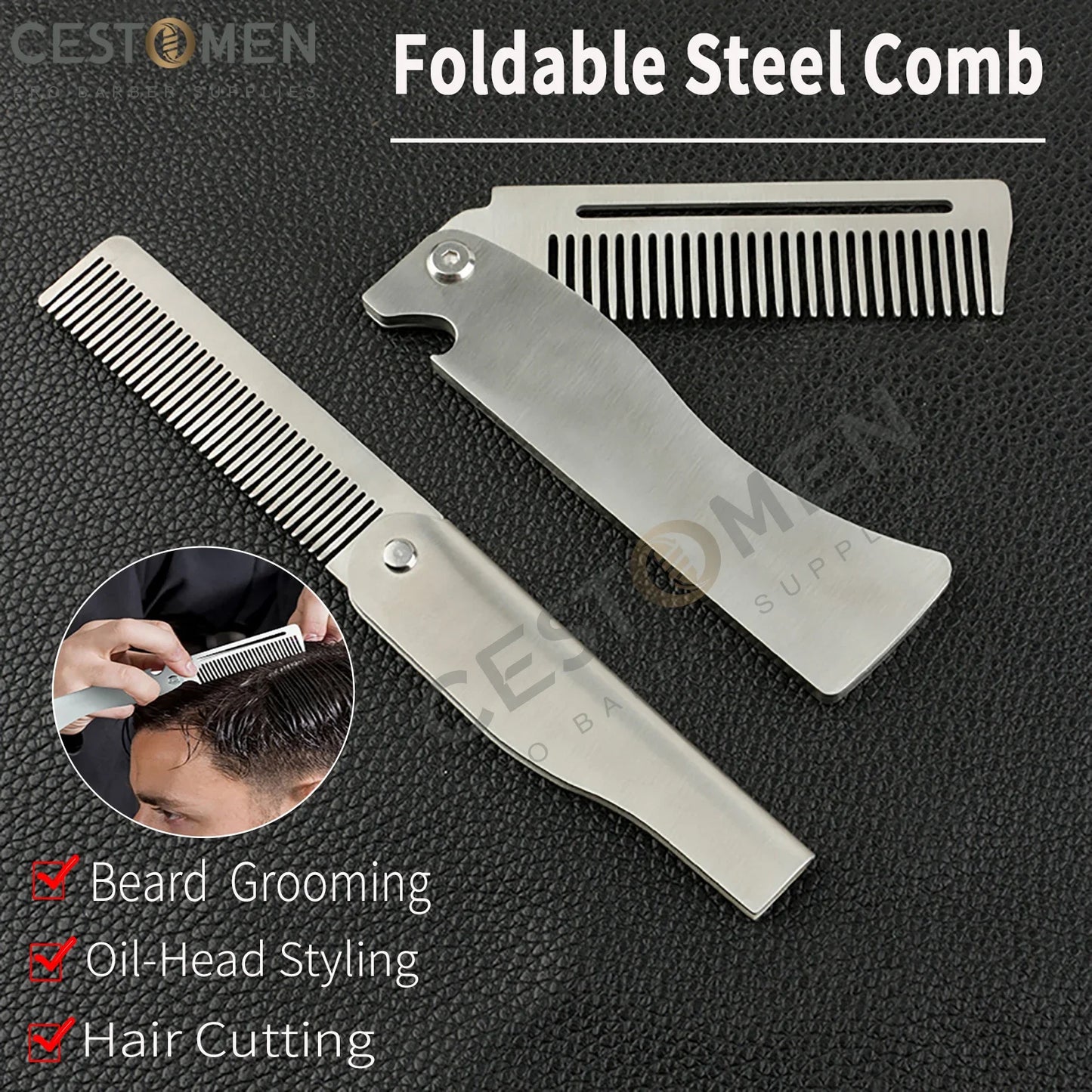 Portable Steel Combs Folding Pocket Beard Combs