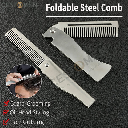 Portable Steel Combs Folding Pocket Beard Combs
