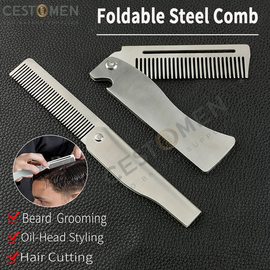 Portable Steel Combs Folding Pocket Beard Combs