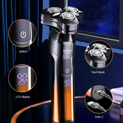 KEMEI Electric Shaver Rotary Beard Trimmer Hair Cutting Shaving