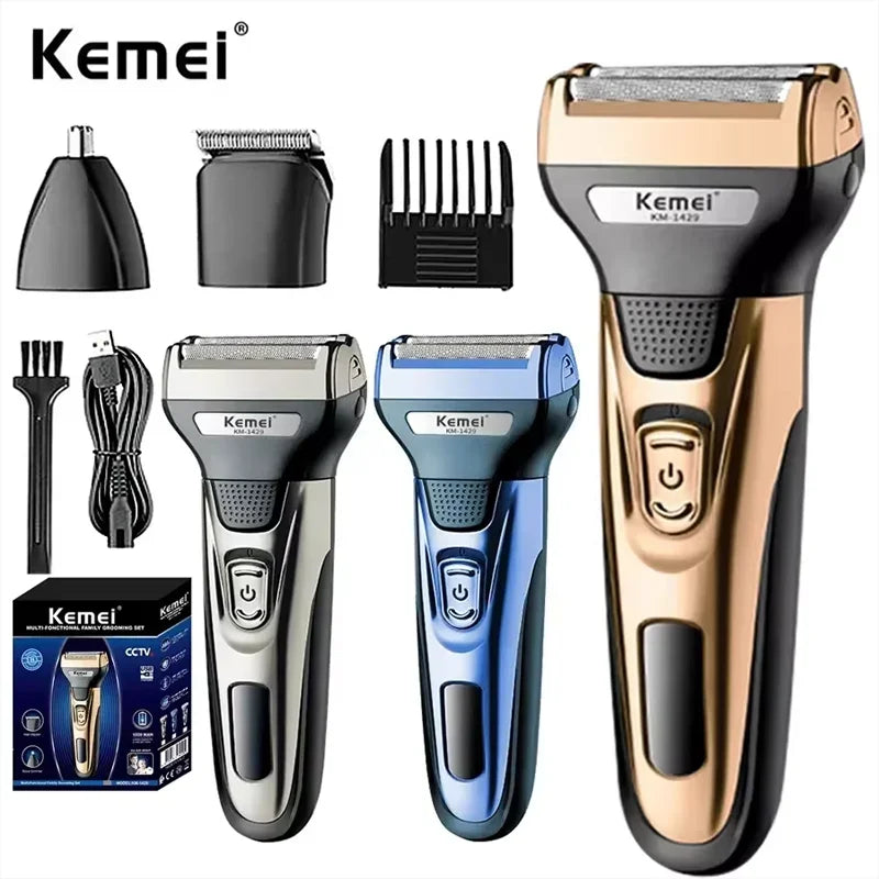 Kemei 3 In 1 Powerful Electric Shaver Facial Body Hair Trimmer KM-1429
